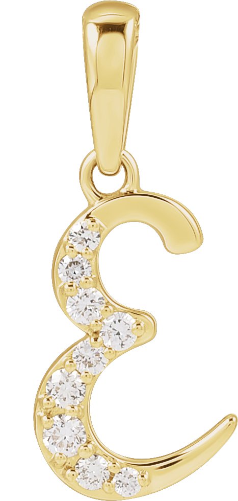14K Gold Round Natural Diamond Accented Initial Necklace or Pendant - Yellow Gold