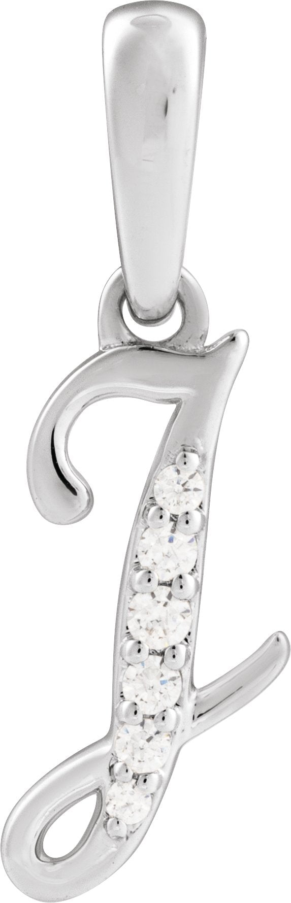 14K Gold Round Natural Diamond Accented Initial Necklace or Pendant - White Gold