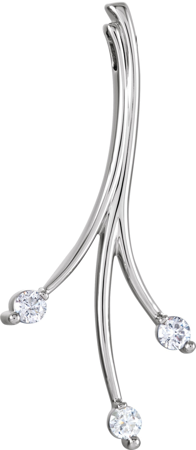 14K Gold Round Natural Diamond Three-Stone Freeform Pendant – 3/8 CTW - Yellow Gold