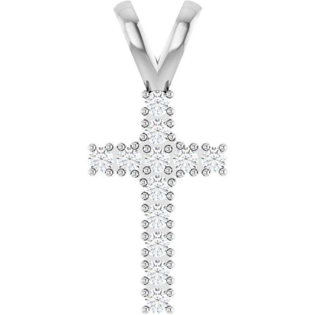 14K Gold Round Natural Diamond Accented Cross Pendant – up to 3/4 CTW - White Gold