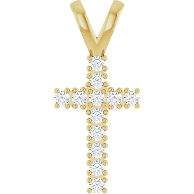 14K Gold Round Natural Diamond Accented Cross Pendant – up to 3/4 CTW - Yellow Gold