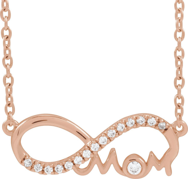 14K Gold Round Lab-Grown Diamond Infinity-Inspired Mom Necklace - Rose Gold