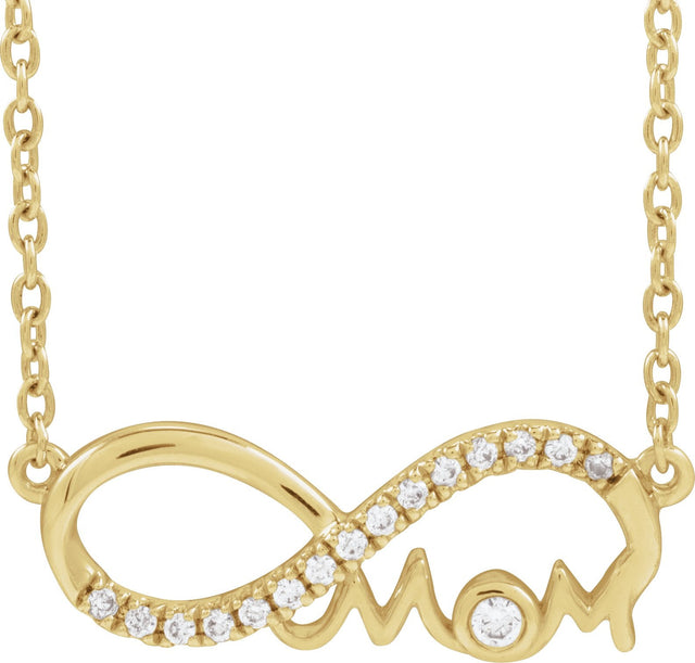 14K Gold Round Lab-Grown Diamond Infinity-Inspired Mom Necklace - Yellow Gold