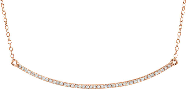 14K Gold Round Natural Diamond Bar Necklace - Rose Gold