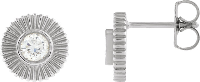 14K Gold Round Lab-Grown Diamond Accented Starburst Stud Earrings - White Gold