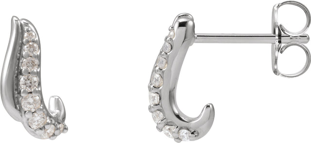 Platinum Round Natural Diamond Accented Freeform Earrings III