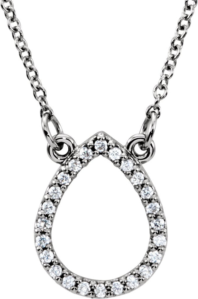 14K Gold Teardrop Necklace - White Gold