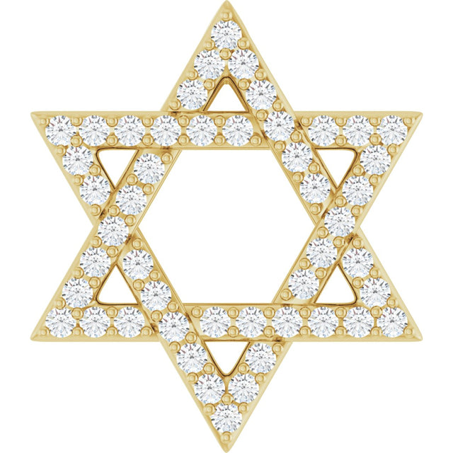 14K Gold Round Natural Diamond Star of David Necklace or Pendant - Yellow Gold