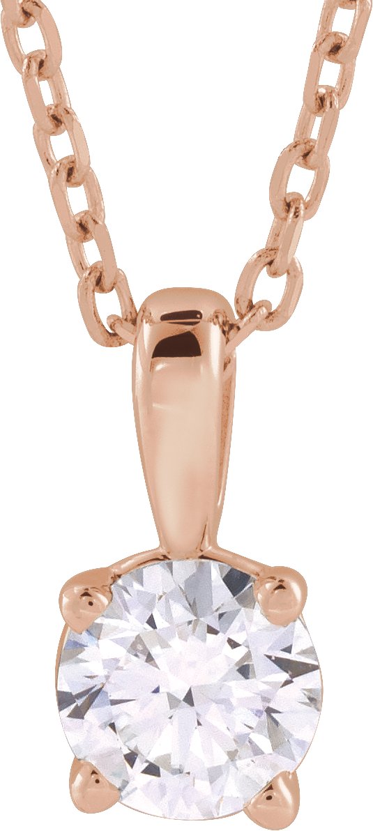 14K Gold Round Lab-Grown Diamond Solitaire Necklace or Pendant – up to 1 1/4 CTW - Rose Gold