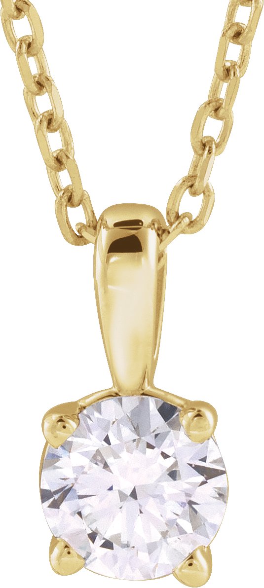 14K Gold Round Lab-Grown Diamond Solitaire Necklace or Pendant – up to 1 1/4 CTW - Yellow Gold