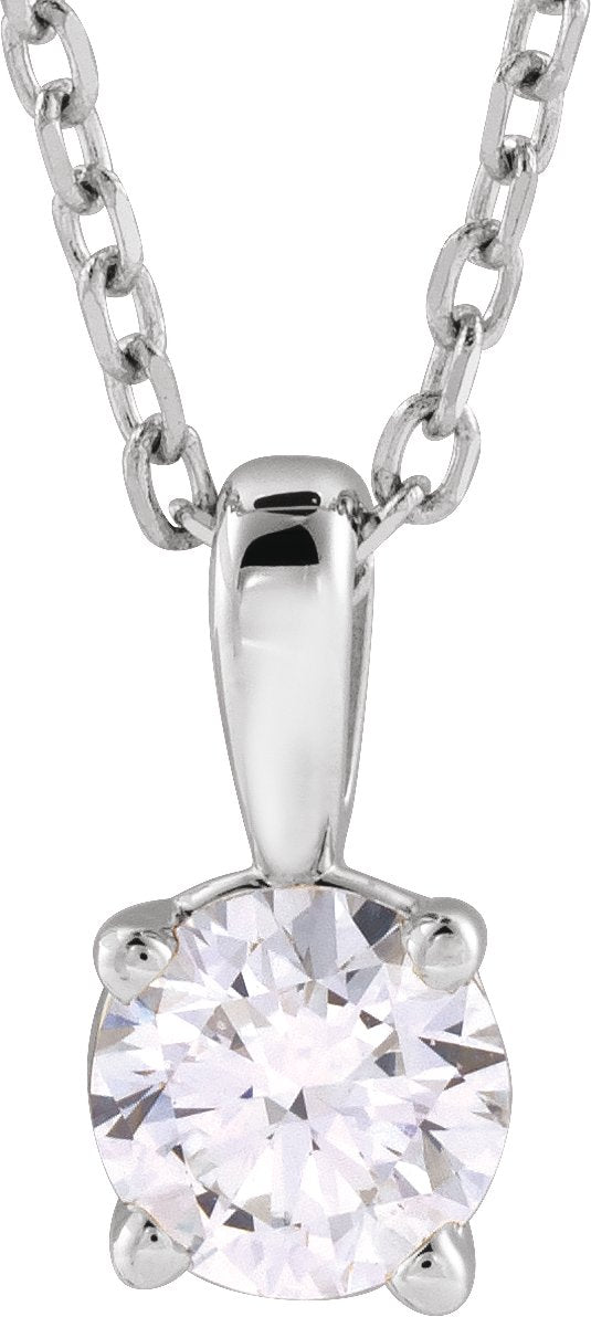14K Gold Round Lab-Grown Diamond Solitaire Necklace or Pendant – up to 1 1/4 CTW - White Gold