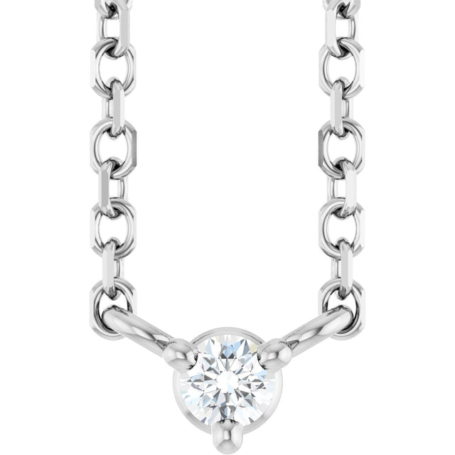 Platinum Round Natural Diamond Solitaire Necklace – 2-4mm Stones