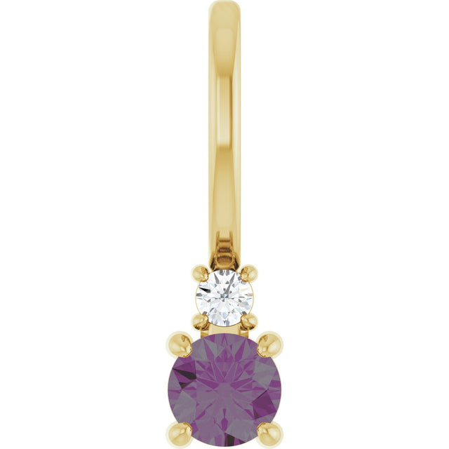14K Gold Round Natural Alexandrite Accented Pendant - Yellow Gold