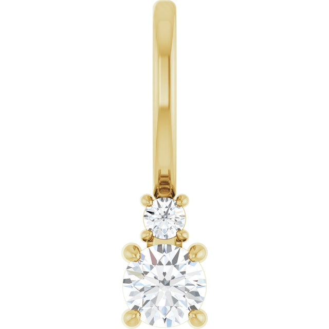 14K Gold Round Natural White Sapphire Accented Pendant - Yellow Gold
