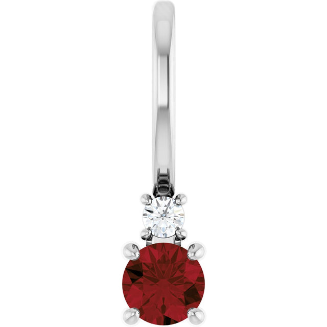 Platinum Round Natural Mozambique Garnet Accented Pendant