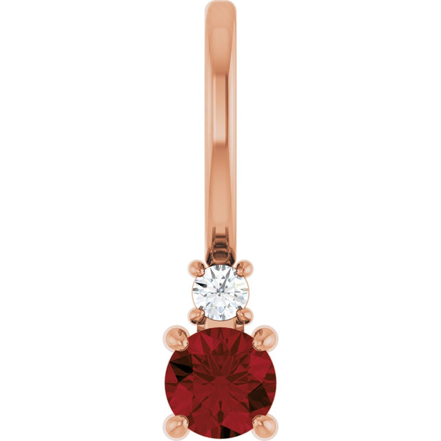 14K Gold Round Natural Mozambique Garnet Accented Pendant - Rose Gold