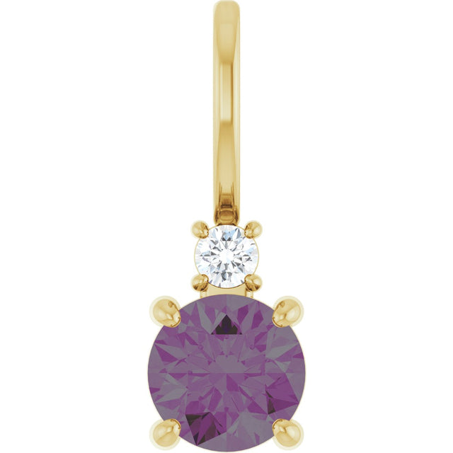 14K Gold Round Lab-Grown Alexandrite Accented Pendant - Yellow Gold