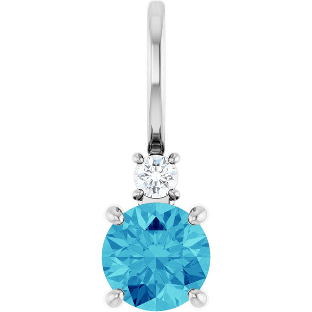Platinum Round Natural Blue Zircon Accented Pendant