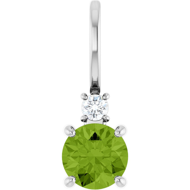 Platinum Round Natural Peridot Accented Pendant