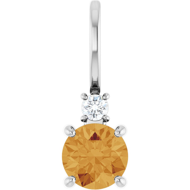 Platinum Round Natural Citrine Accented Pendant