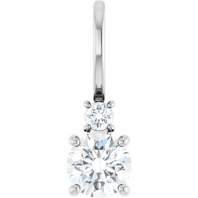 Platinum Round Natural White Sapphire Accented Pendant