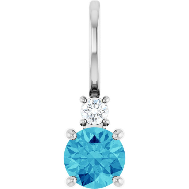 Platinum Round Natural Blue Zircon Accented Pendant