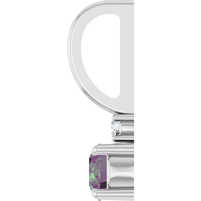 Platinum Round Lab-Grown Alexandrite Accented Pendant - view 3