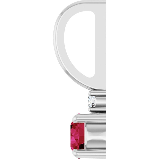 Platinum Round Lab-Grown Ruby Accented Pendant – up to 0.015 CTW - view 3