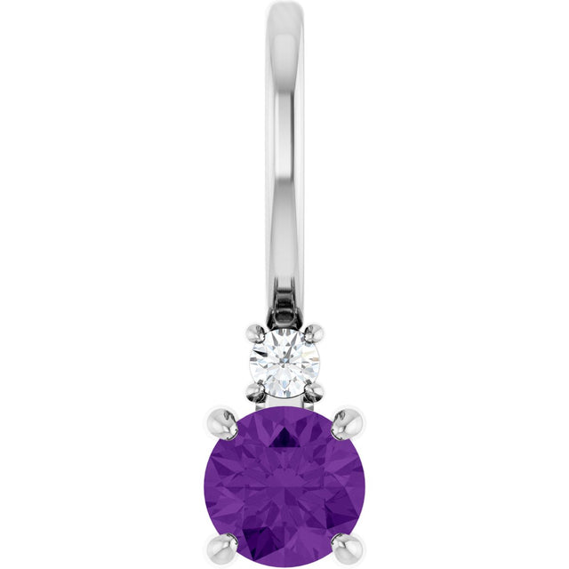 Platinum Round Natural Amethyst Accented Pendant