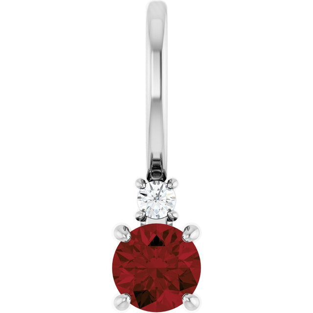 14K Gold Round Natural Mozambique Garnet Accented Pendant - White Gold