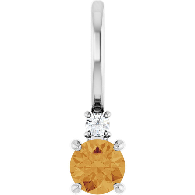 Platinum Round Natural Citrine Accented Pendant