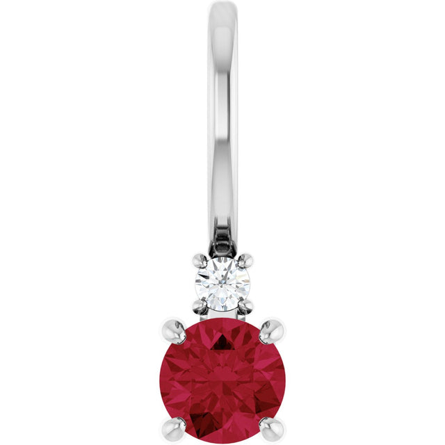 Platinum Round Lab-Grown Ruby Accented Pendant – up to 0.015 CTW
