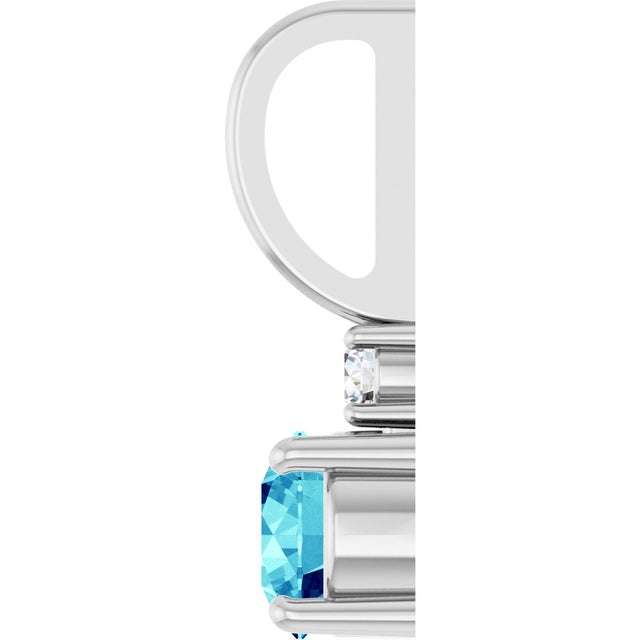 Platinum Round Natural Blue Zircon Accented Pendant - view 3