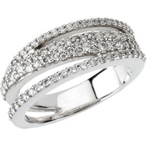 14K Gold Round Natural Diamond Accented Criss-Cross Ring VII