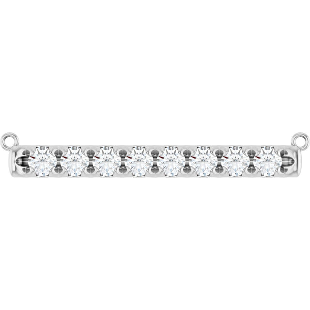 Platinum Round Lab-Grown Diamond French-Set Bar Necklace