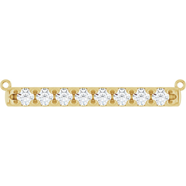 14K Gold Round Lab-Grown Diamond French-Set Bar Necklace - Yellow Gold