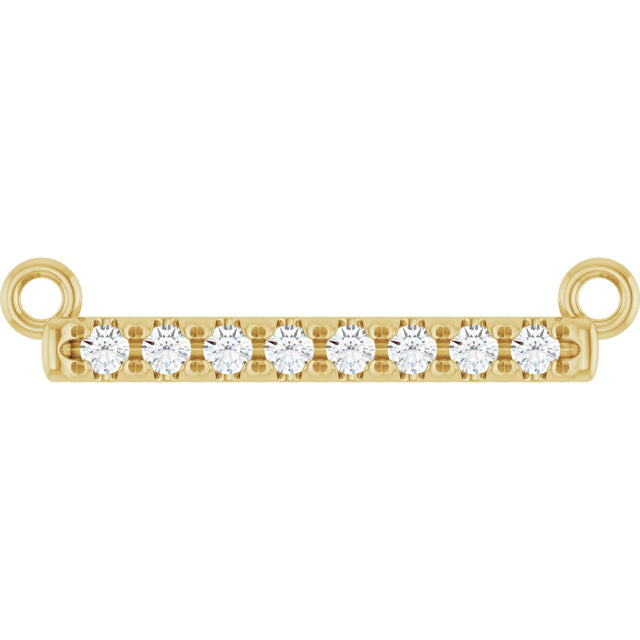 14K Gold Round Natural Diamond French-Set Bar Necklace - Yellow Gold