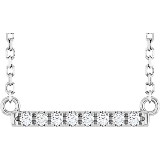 Platinum Round Lab-Grown Diamond French-Set Bar Necklace – 1.2-3mm Stones