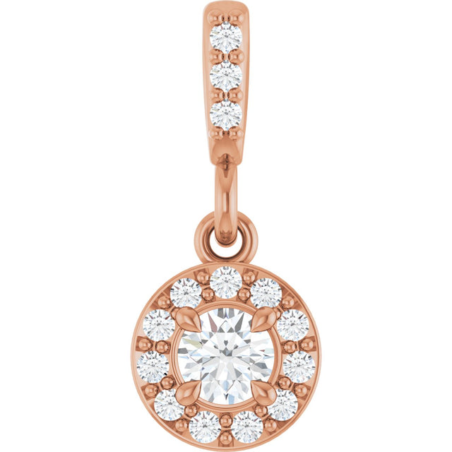 14K Gold Round Natural Diamond Halo-Style Pendant – up to 9/10 CTW - Rose Gold