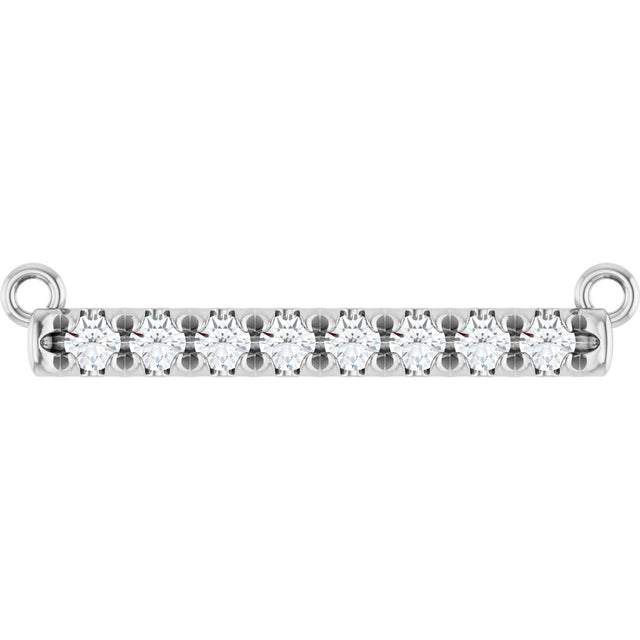 14K Gold Round Lab-Grown Diamond French-Set Bar Necklace - White Gold
