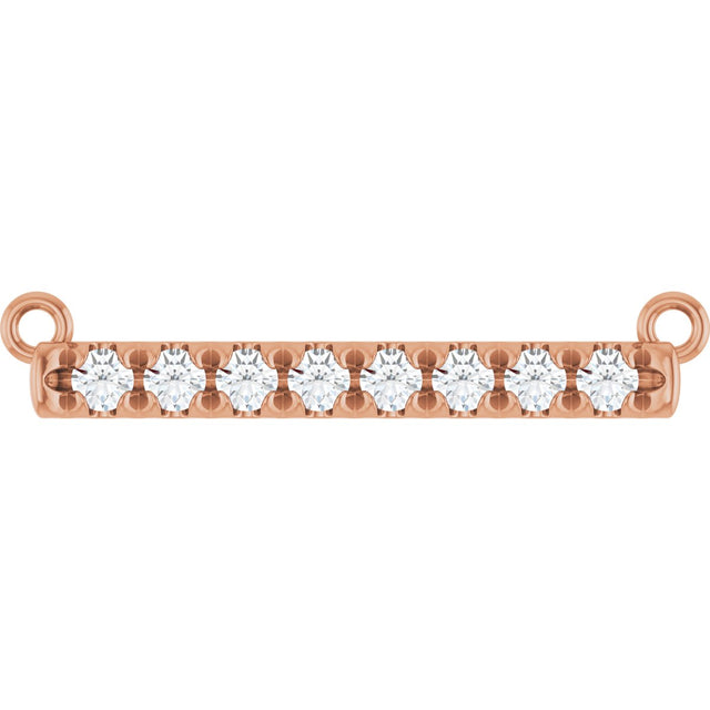 14K Gold Round Lab-Grown Diamond French-Set Bar Necklace - Rose Gold