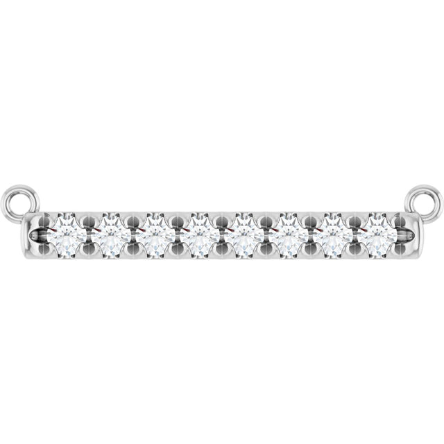 Platinum Round Natural Diamond French-Set Bar Necklace