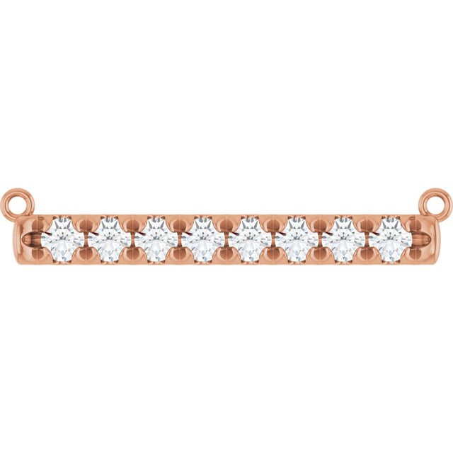 14K Gold Round Lab-Grown Diamond French-Set Bar Necklace - Rose Gold