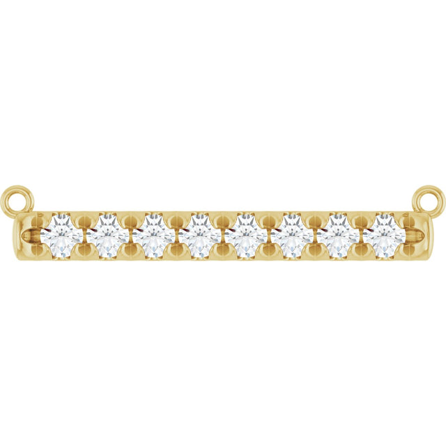 14K Gold Round Natural Diamond French-Set Bar Necklace - Yellow Gold