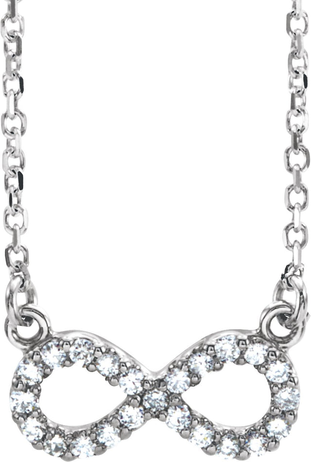 14K Gold Round Natural Diamond Infinity Necklace - White Gold