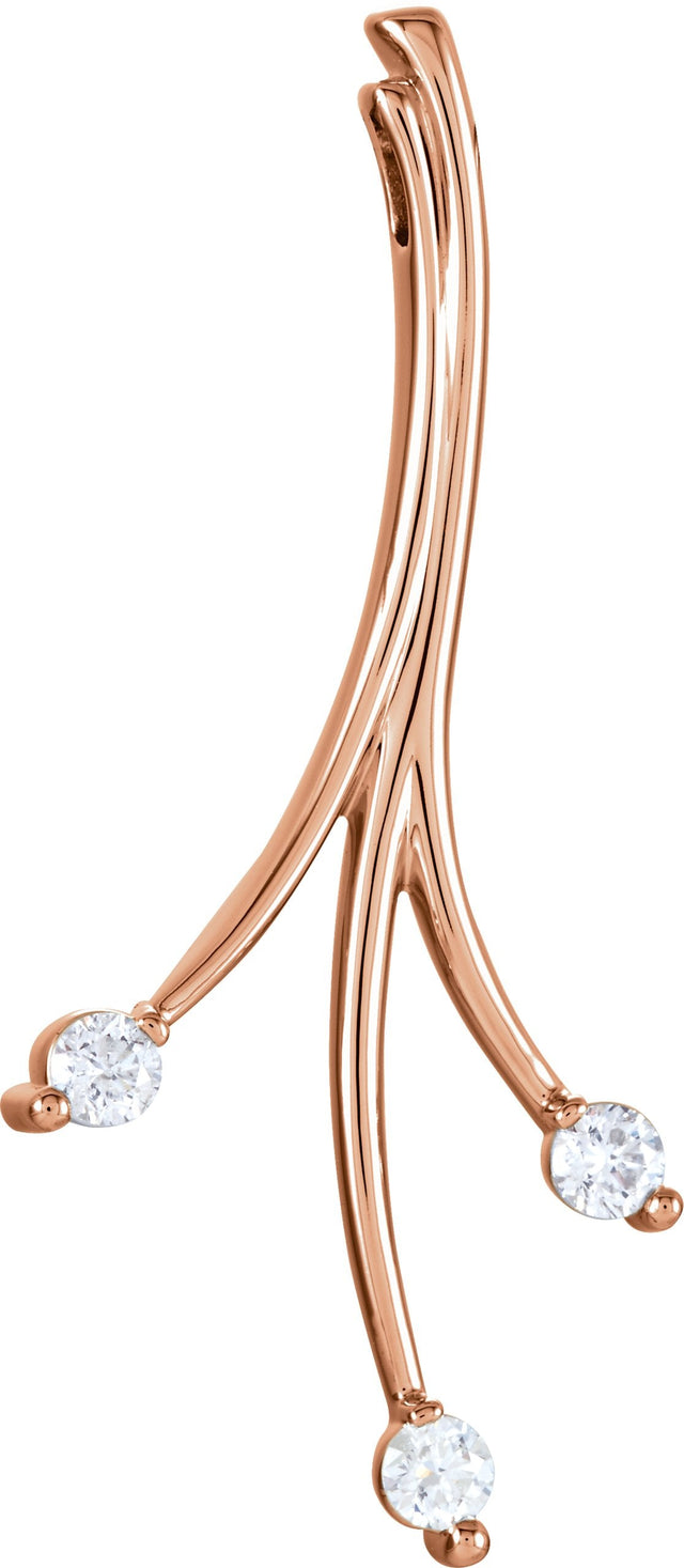 14K Gold Round Natural Diamond Three-Stone Freeform Pendant – 3/8 CTW - Rose Gold