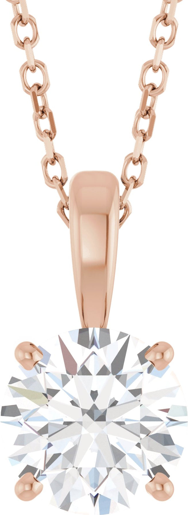 14K Gold Round Lab-Grown Diamond Solitaire Necklace or Pendant – up to 1 1/4 CTW - Rose Gold