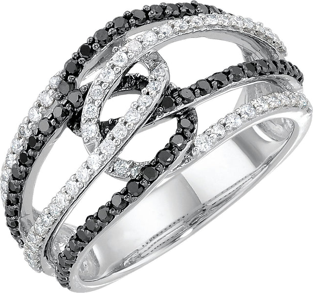14K Gold Round Natural Diamond Interlocking Ring – 3/4 CTW
