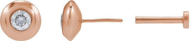 14K Gold Lab-Grown Diamond Round Bezel-Set Stud Earrings – 1.5-5.2mm Stones - Rose Gold