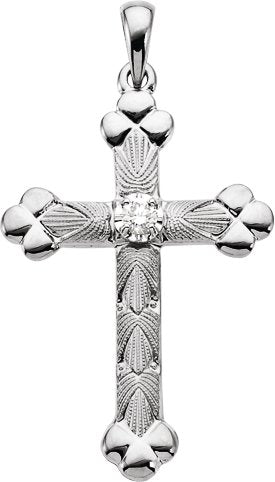 14K Gold Cross Pendant – 32x22mm - White Gold